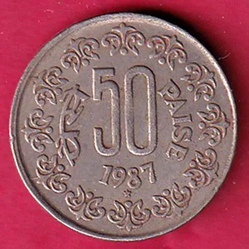 republic india 1987 hyderabad mint rare 50 paisa coin sk 857