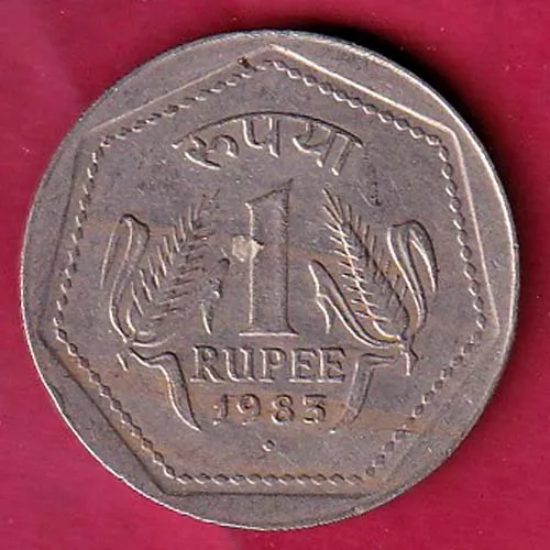 republic india 1983 rare one rupee coin sk868