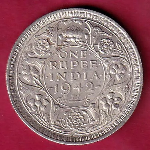 British India 1942 Bombay Mint George VI King One Rupee Silver Coin sk 874