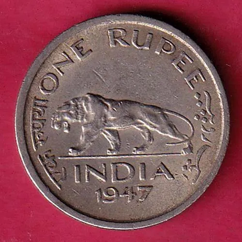 British India 1947 lahore mint george vi king 1 rupee coin sk 881