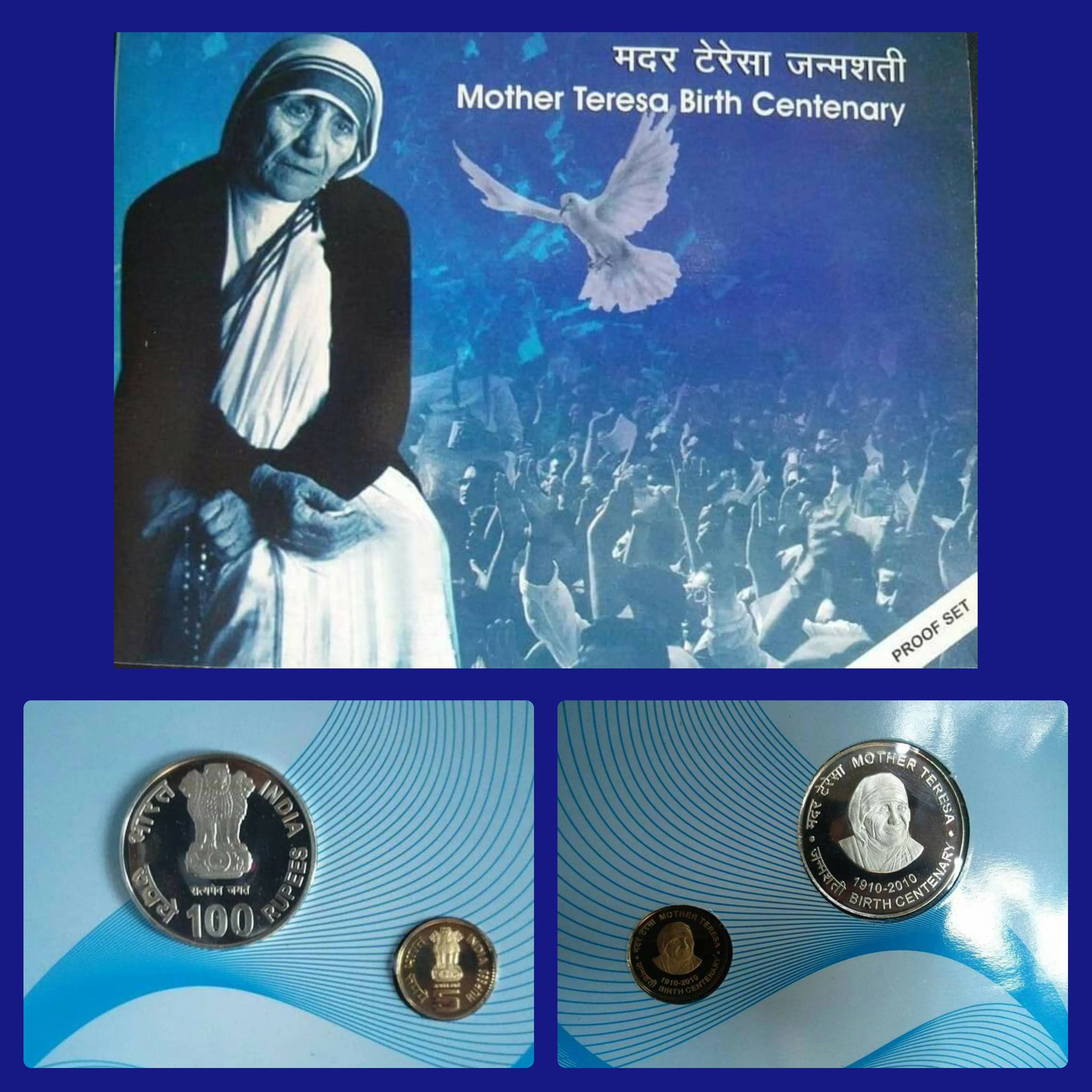 Mother teresa birth centenary 2 coin proof set