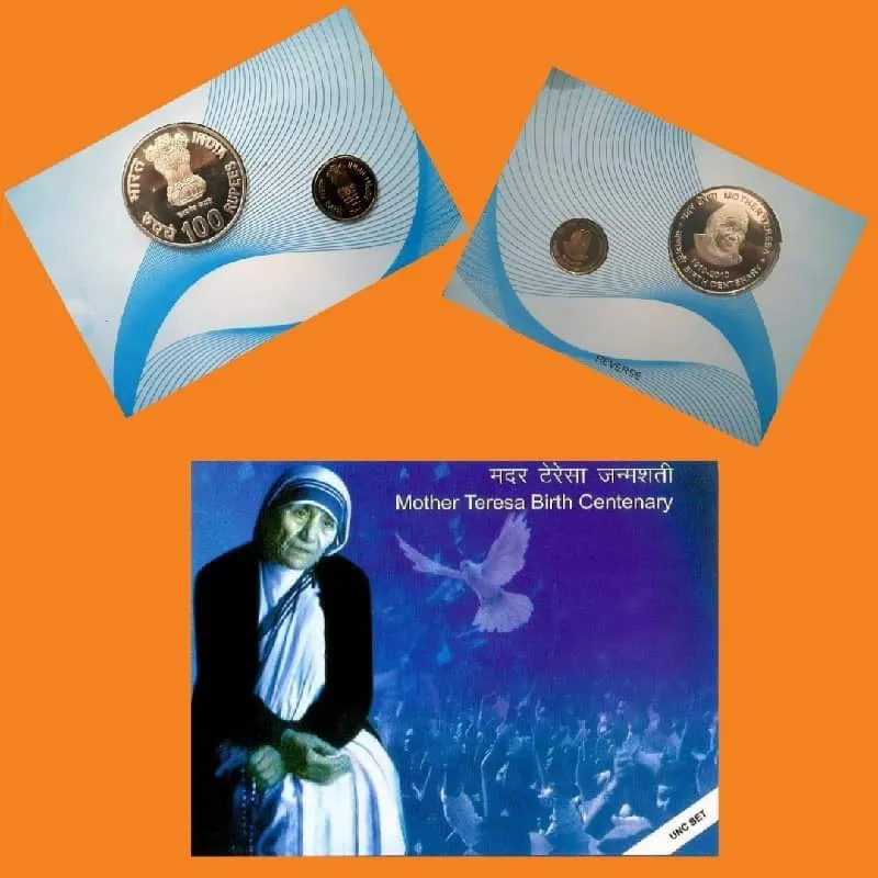 Mother teresa birth anniversary 2 coin unc set