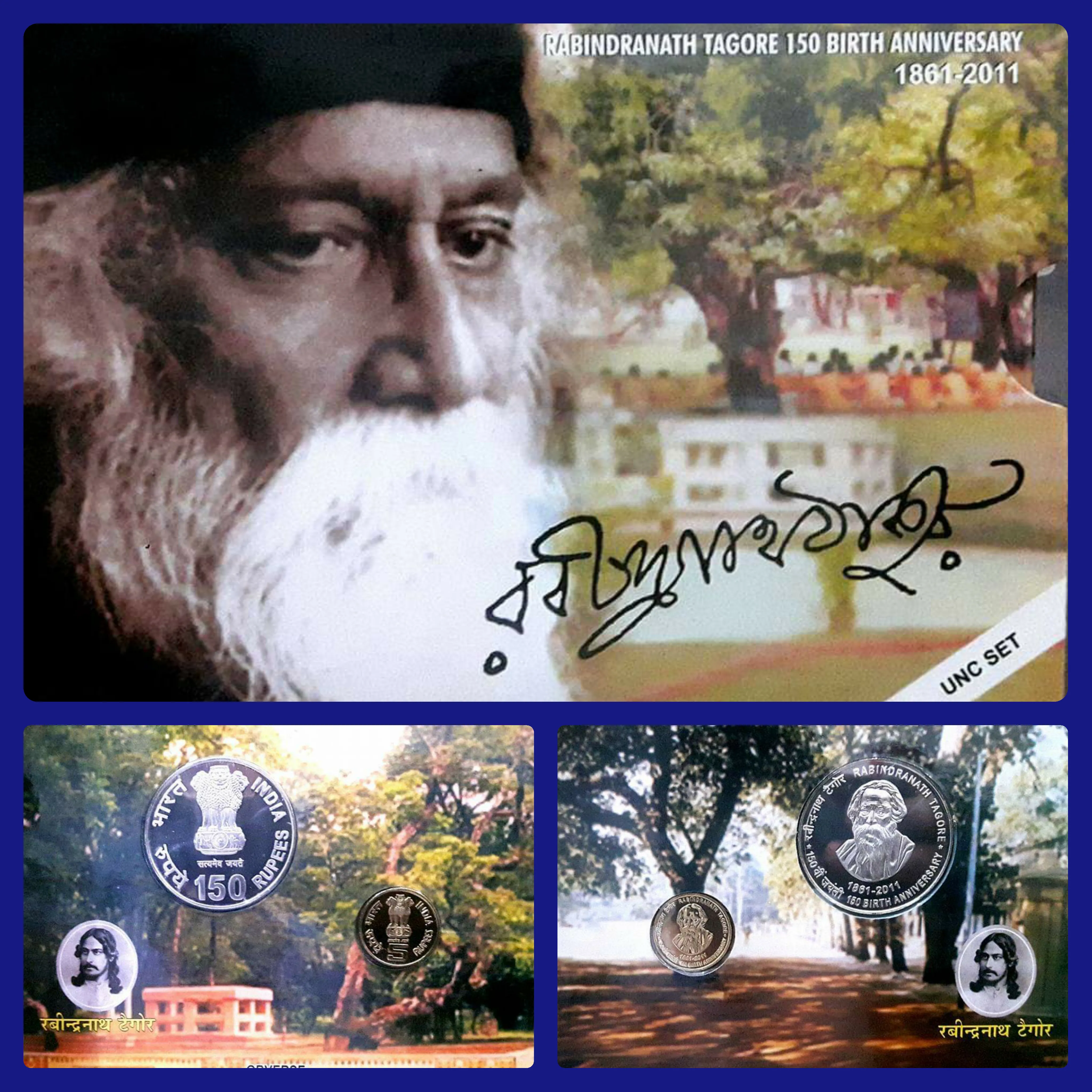 Ravinder nath tagore 150th birth anniversary 2 coina unc set