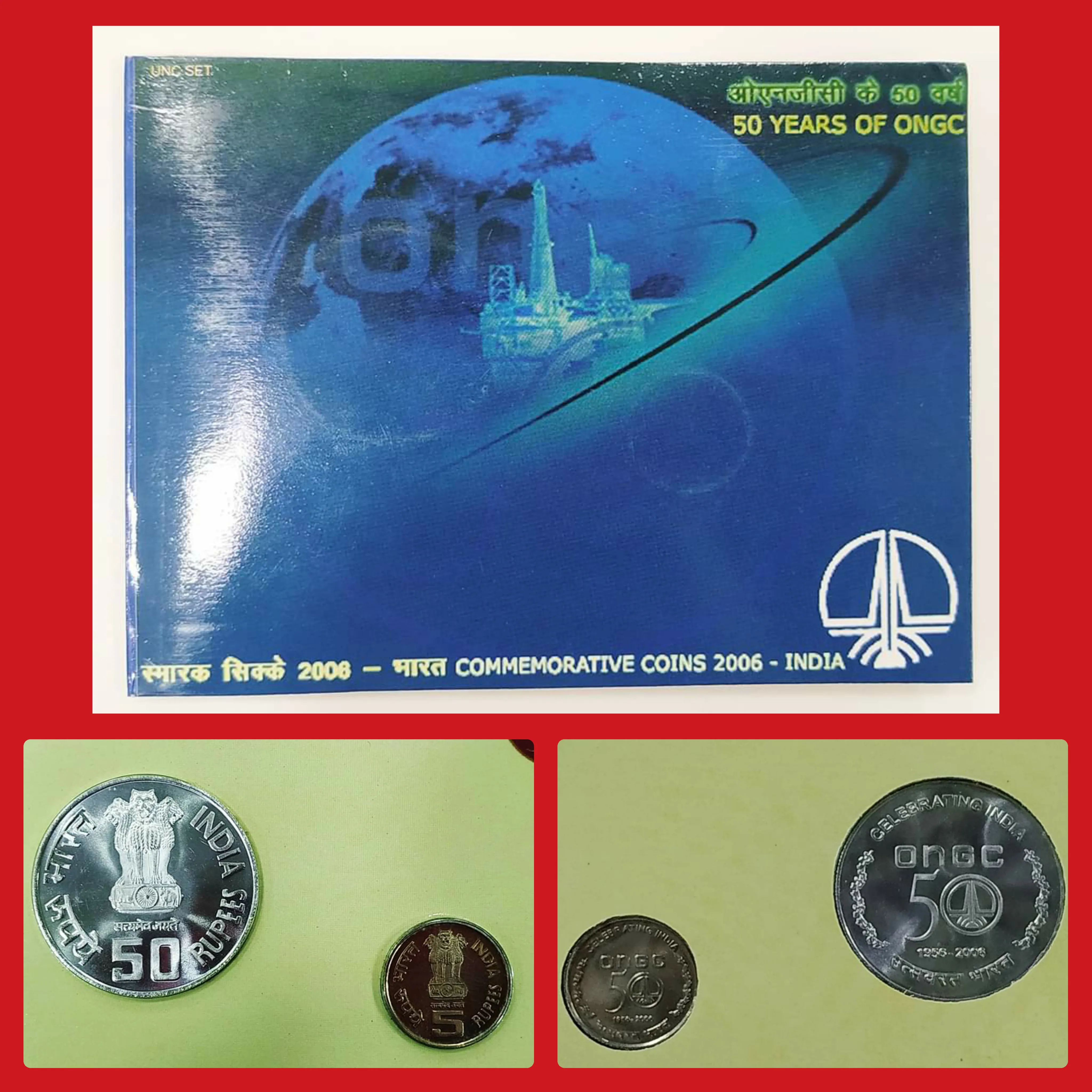 2006 50 years of ongc 2 coin unc set