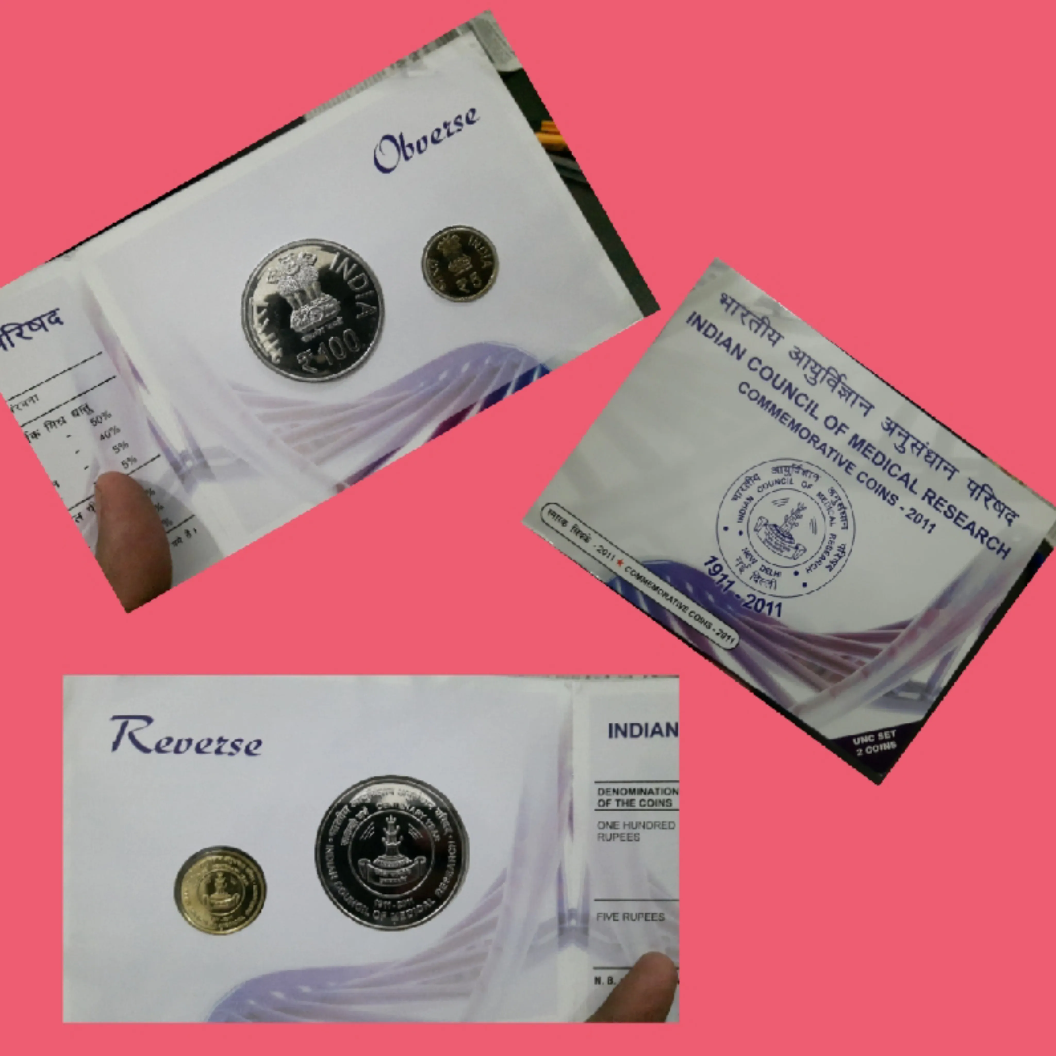 2011 icmr 2 coins unc set mumbai mint