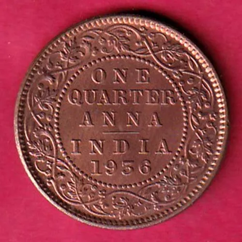 british india 1936 george v one qauretr anna copper coin sk 904