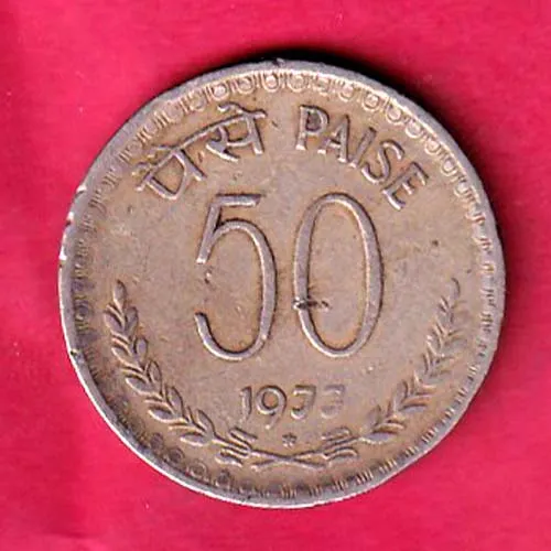 REPUBLIC OF INDIA 1977 HYDERABAD MINT 50 PAISA SK 910