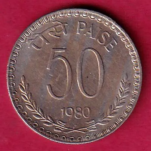 republic india 1980 bombay mint 50 paisa coin sk 920