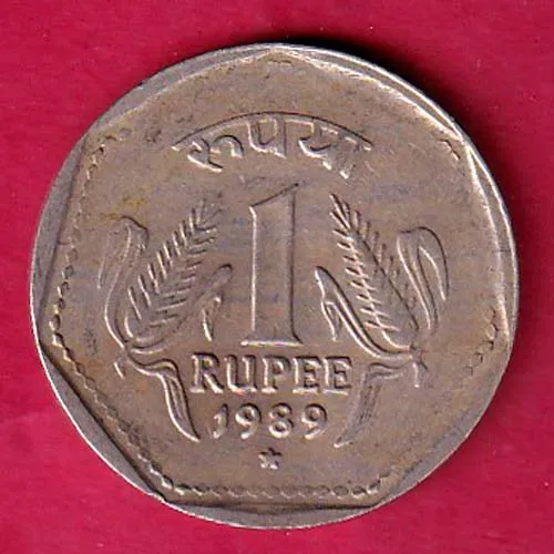 republic india 1989 hyderabad mint one rupee coin sk 926