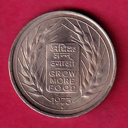 republic india 1973 grow more food 50 paisa coin sk 935