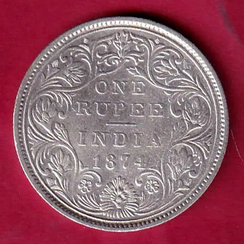 british india victoria queen 1874 one rupee sk 937