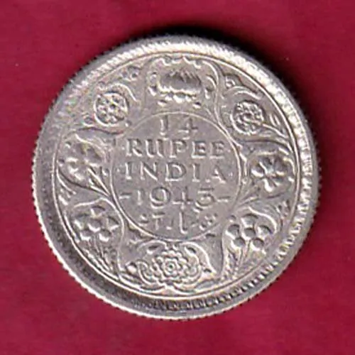 british india george vi 1943 quarter rupee silver coin sk 944