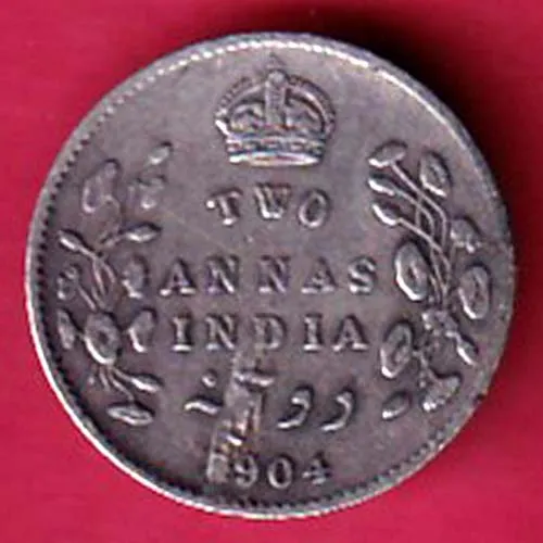 british india 1904 edward vii 2 annas silver coin sk 956