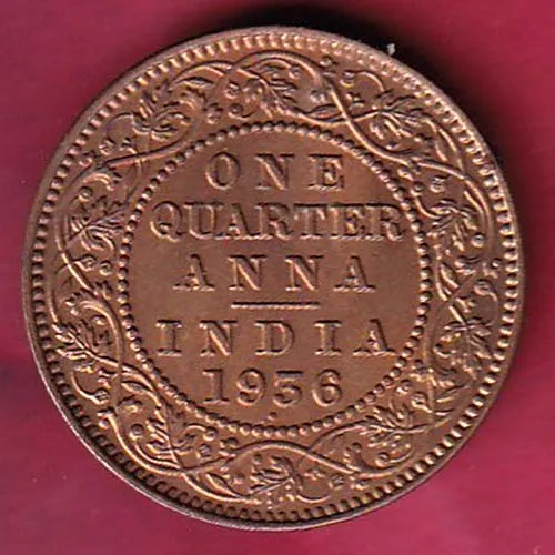 british india 1936 george v one quarter anna copepr coin sk 968