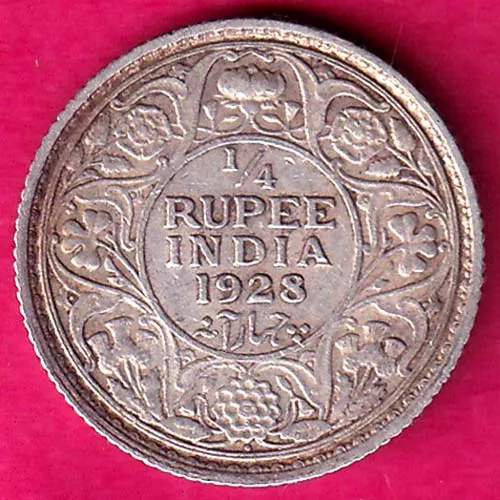 British India 1928 George V Bombay Mint Silver Coin HSK 15