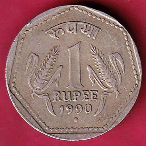 Republic India 1990 noida mint Mint 1 Rupee Coin sk 980