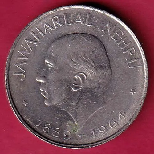 Republic India  Hyderabad Mint 1889 1964 Jawahar Lal Nehru 1 Rupee Coin sk 988