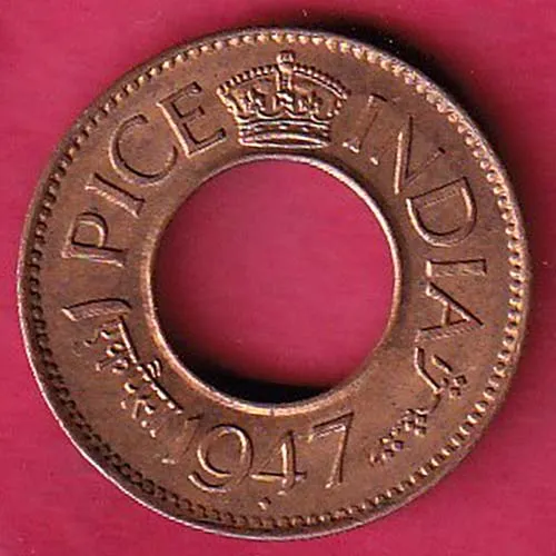 British India 1947  George VI King 1 Pice Copper Coin sk 993