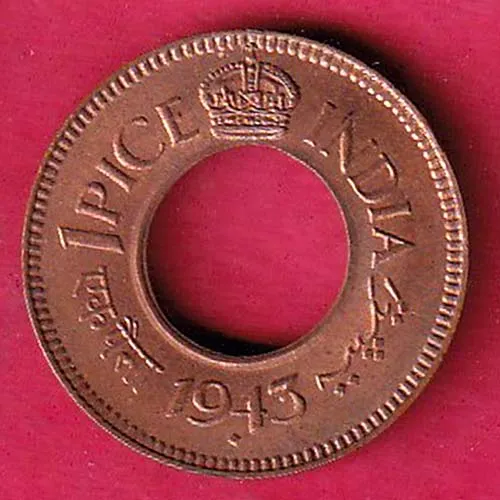 british india king george vi 1943 one pice beautiful copper coin sk 995