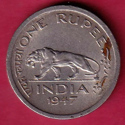 British India 1947 LAHORE MINT  King George VI One Rupee coin sk 1009