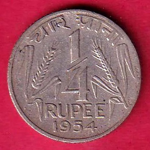 GOVERNMENT OF INDIA 1954 QUEARTER RUPEE COIN SK 1024