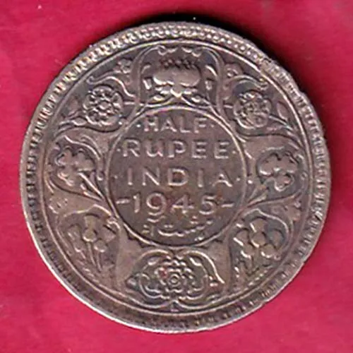 British India 1945 Lahor mint  George vi king Half rupee Coin sk 1026