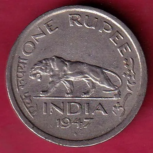 BRITISH INDIA 1947 GEORGE VI KING EMPERROR ONE RUPEE COIN SK 1043