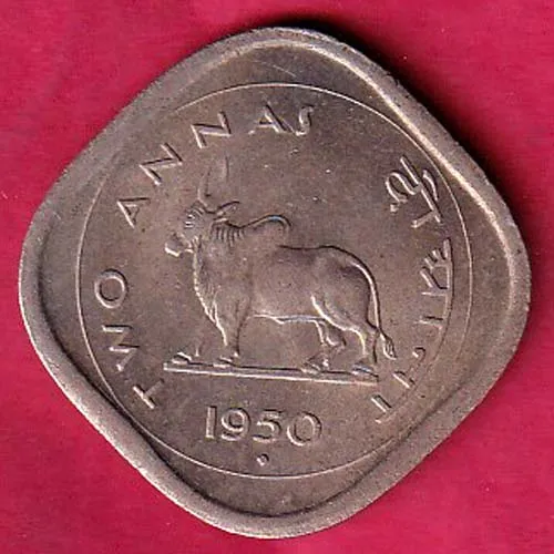 Unc Govenrment  Of India 1950 Bombay Mint 2 Anna Rare coin sk 1070