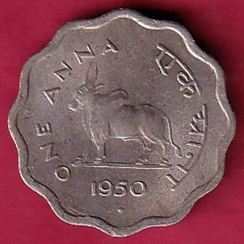 GOVERNMENT OF INDIA 1950 BOMBAY MINT ONE ANNA COIN SK 1081