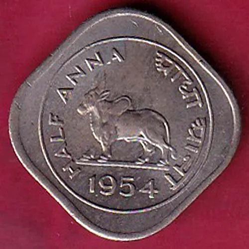 GOVERNMENT OF INDIA 1954 HALF ANNA COIN SK 1086