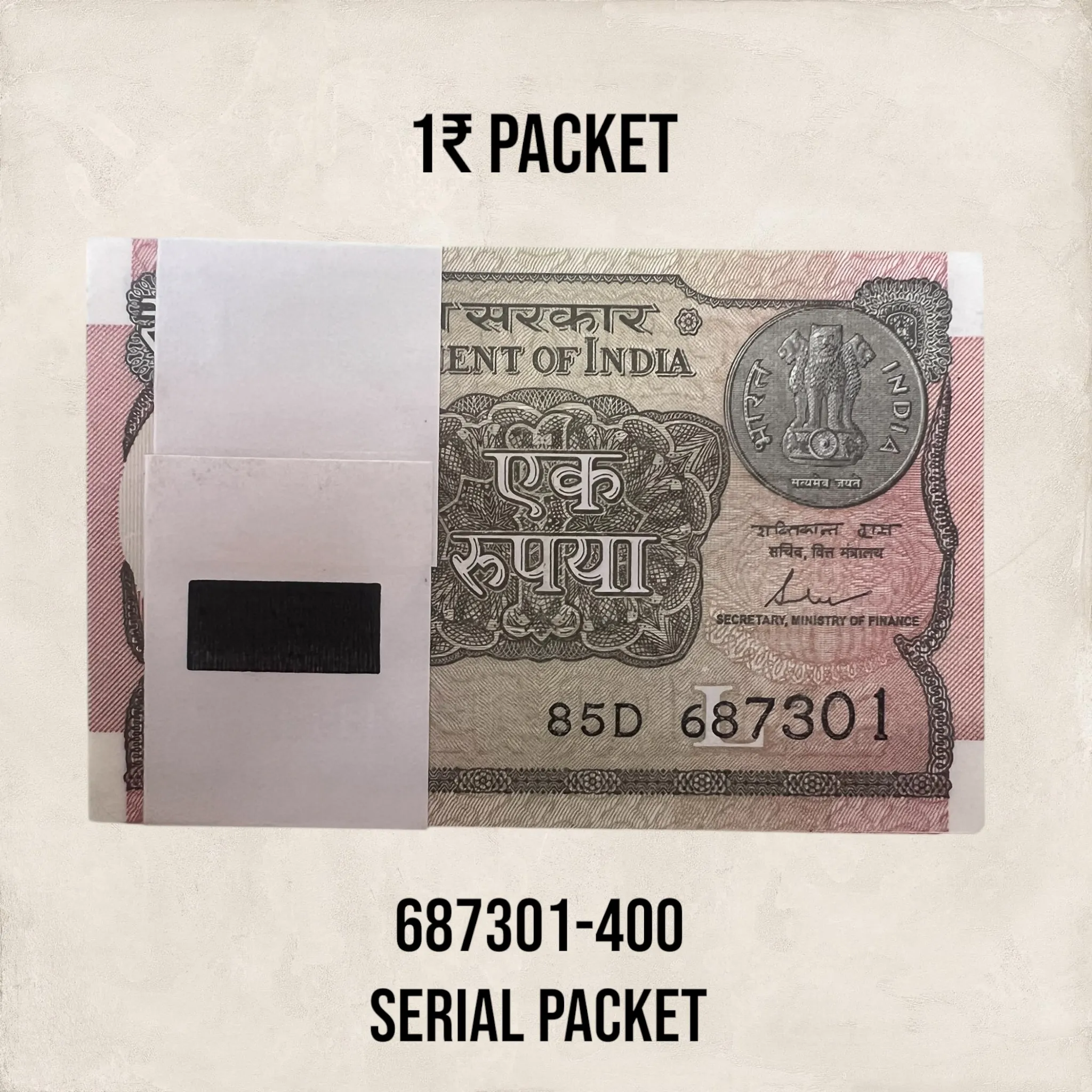 1₹ 100 Notes Serial packet 687301 to 400 Year 2017