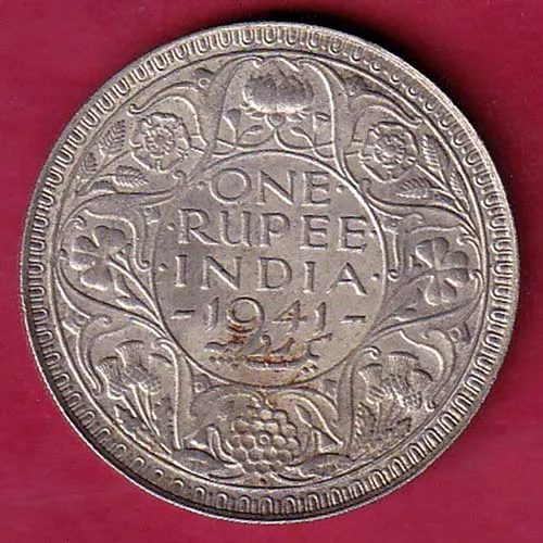 BRITISH INDIA 1941 BOMBAY MINT GEORGE VI KING EMPEROR ONE RUPEE COIN SK 1097