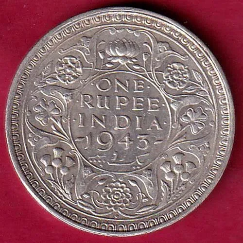 BRITISH INDIA 1943 BOMBAY MINT GEORGE VI KING EMPEROR ONE RUPEE COIN 1101