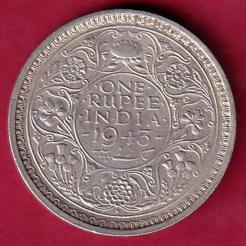 BRITISH INDIA 1943 BOMBAY MINT GEORGE VI KING EMPEROR ONE RUPEE COIN SK 1105