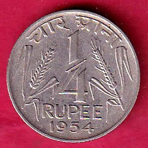 GOVERNMENT OF INDIA 1954 QUARTER RUPEE COIN SK 1131