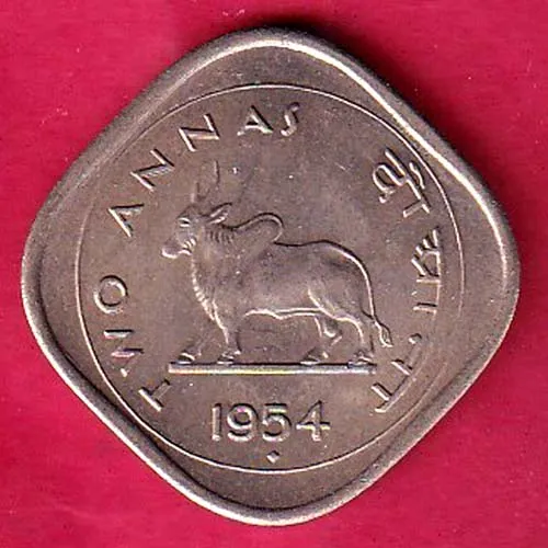 UNC GOVERNMENT OF INDIA 1954 TWO ANNA COIN SK 1137