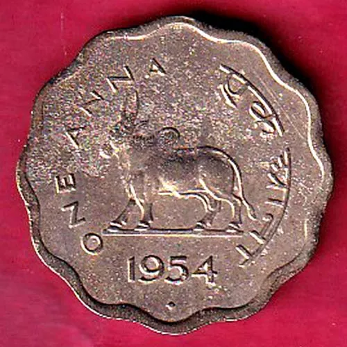 UNC GOVERNMENT OF INDIA 1954 ONE ANNA COIN SK 1138