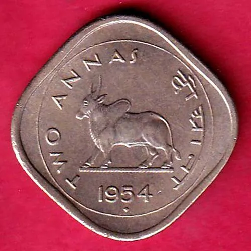 UNC GOVERNMENT OF INDIA 1954 TWO ANNA COIN SK 1139