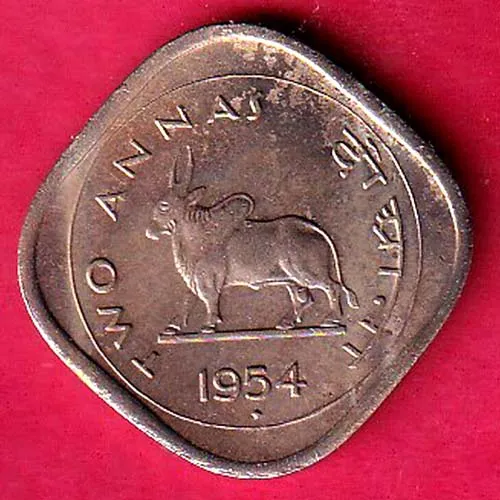 UNC GOVERNMENT OF INDIA 1954 TWO ANNA COIN SK 1141