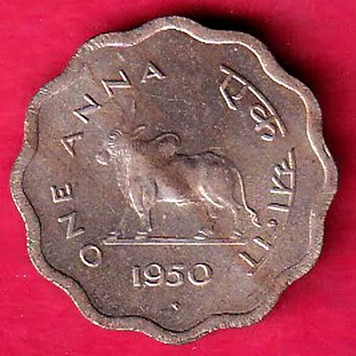 UNC GOVERNMENT OF INDIA 1950 ONE ANNA COIN SK 1140