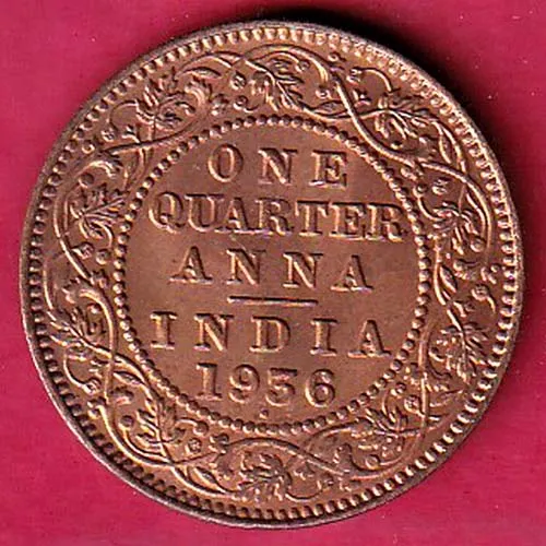 British India 1936 George v King One Quarter Anna copper coin sk 1143