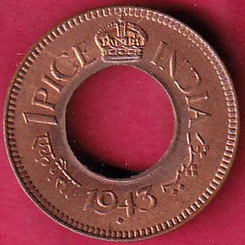 British India 1943 King George VI One Pice  Copper Coin sk 1146