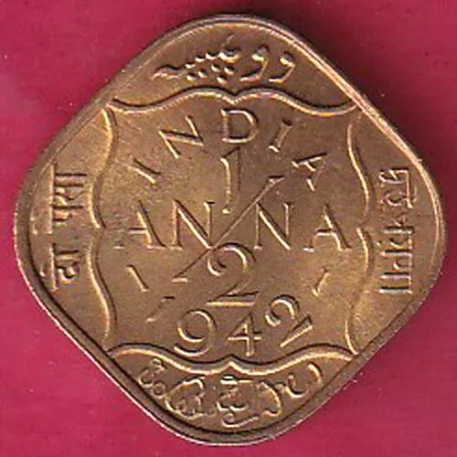 British India 1942 George Vi King Half Anna Copper Coin sk 1154