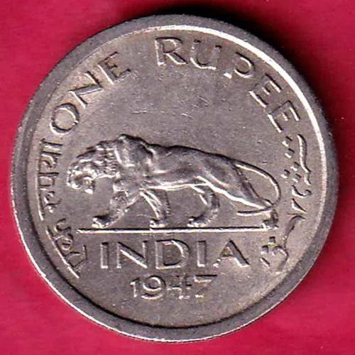 British India 1947 lahore mnt George Vi King One Rupee Coin  Sk 1188