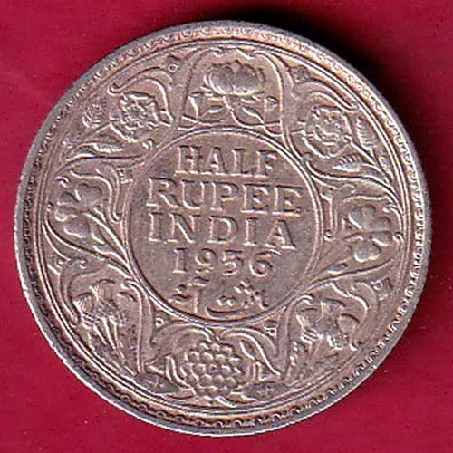 British India 1936 King George V Half Rupee Silver Coin sk 1194