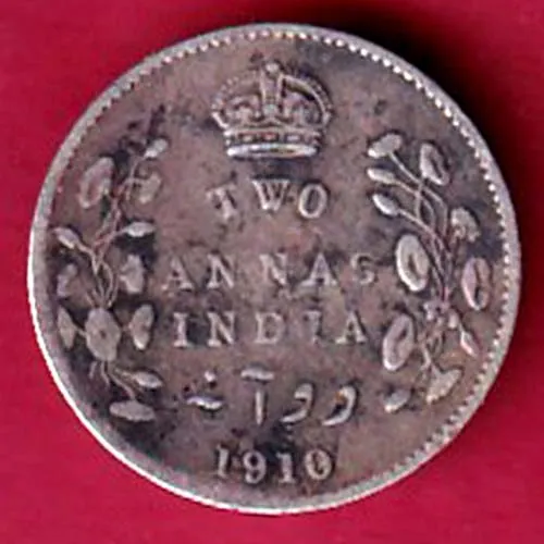 British India 1910 Edward Vii King Two Anna Silver Coin sk 1198