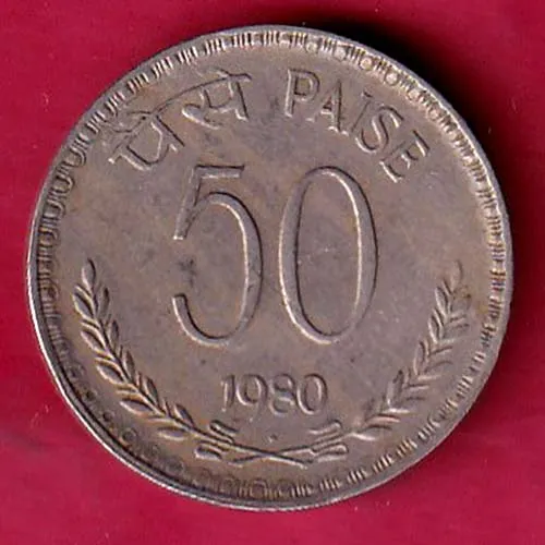 Republic India 1980 Bombay Mint 50 Paisa Coin sk 1207