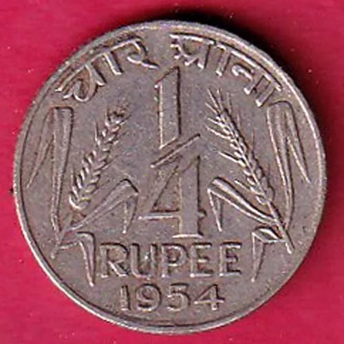 republic india 1954 rare four anna coin sk 1258