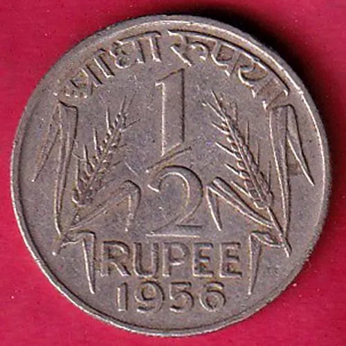 republic india 1956 half rupee coin sk 1270