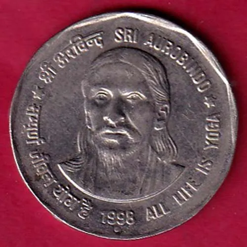 republic india 1998 sri aurobindo all life is yoga 2 rupee  coin sk 1279